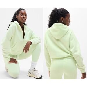 NWT‎ Athleta Forever Easy Fleece 1/2 Zip Hoodie XL Honeydew Relaxed Fit Pockets
